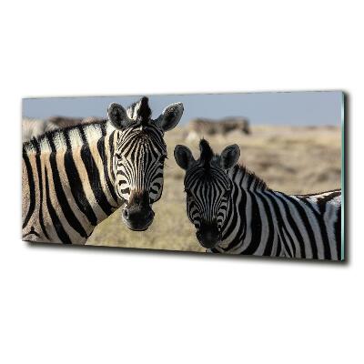 Glazen schilderij Twee zebra's