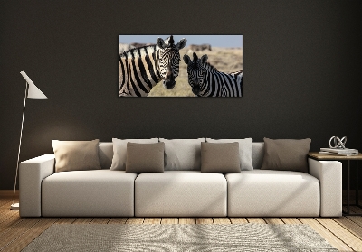 Glazen schilderij Twee zebra's