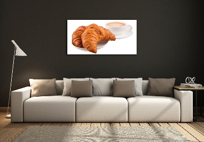 Foto schilderij op glas Croissants en koffie