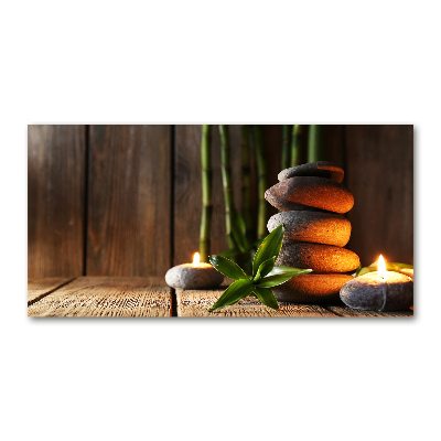 Schilderij glas Bamboe zenstenen