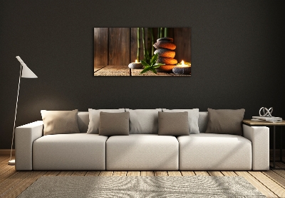 Schilderij glas Bamboe zenstenen