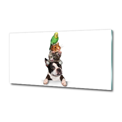 Schilderij glas Een groep dieren