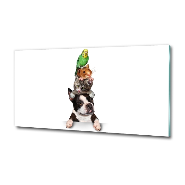 Schilderij glas Een groep dieren