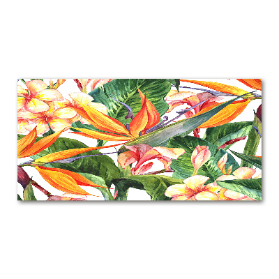 Foto schilderij op glas Tropische bloemen