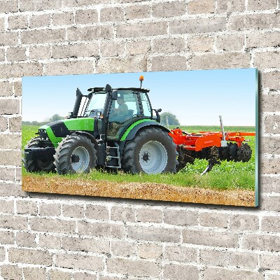 Glazen schilderij Tractor op het veld
