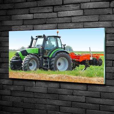 Glazen schilderij Tractor op het veld