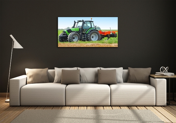 Glazen schilderij Tractor op het veld
