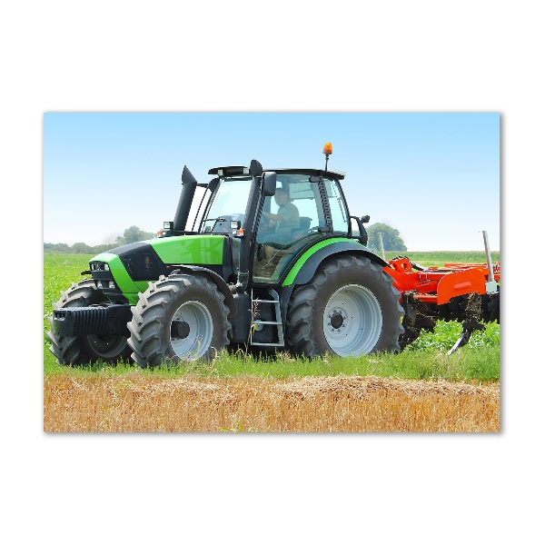 Glazen schilderij Tractor op het veld