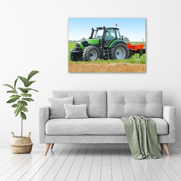 Glazen schilderij Tractor op het veld