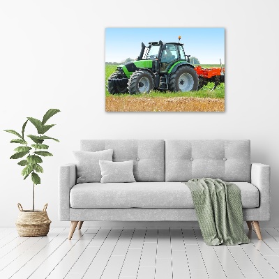 Glazen schilderij Tractor op het veld