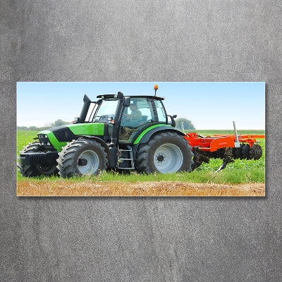 Glazen schilderij Tractor op het veld