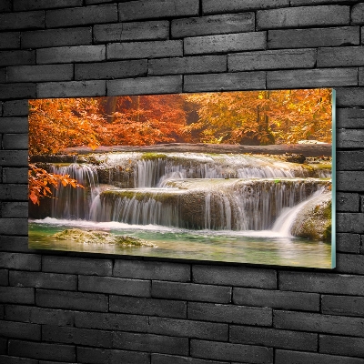 Foto schilderij op glas Waterval in de herfst