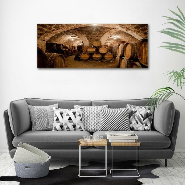 Glazen schilderij Vaten in de wijngaard