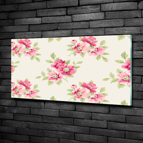 Schilderij op glas Bloemenpatroon