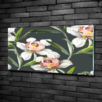 Schilderij glas Bloemenpatroon