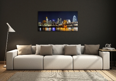 Schilderij glas De Ohio-rivier 's nachts