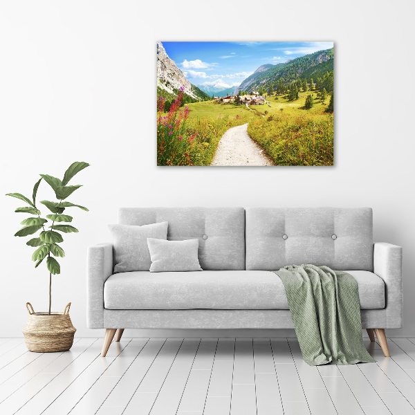 Foto schilderij op glas Weide in de Alpen