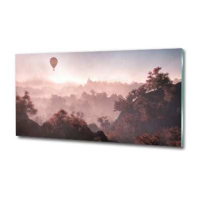 Schilderij glas Ballonvaart boven het bos