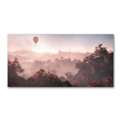 Schilderij glas Ballonvaart boven het bos