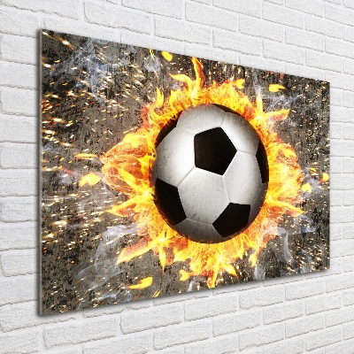 Schilderij glas Brandende voetbalzaag