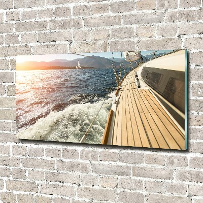 Glazen schilderij Een zeilboot op zee