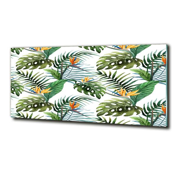 Schilderij glas Tropische bloemen