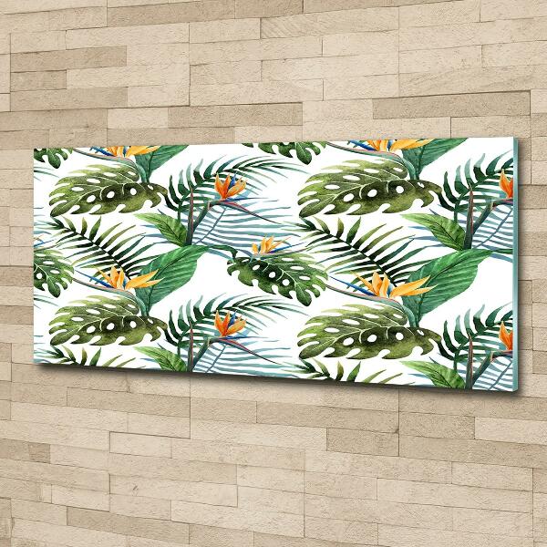 Schilderij glas Tropische bloemen