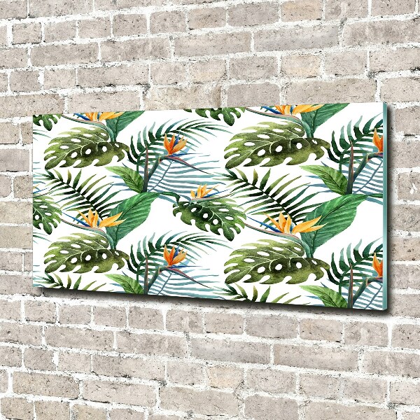 Schilderij glas Tropische bloemen