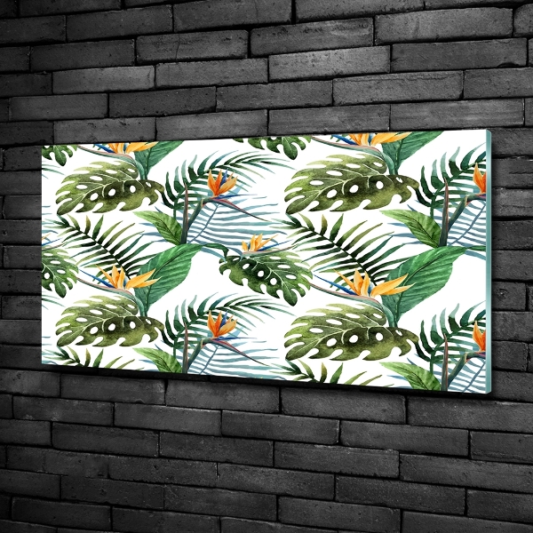 Schilderij glas Tropische bloemen