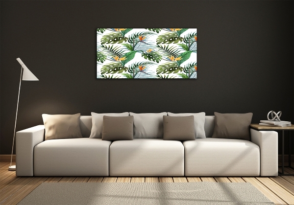 Schilderij glas Tropische bloemen