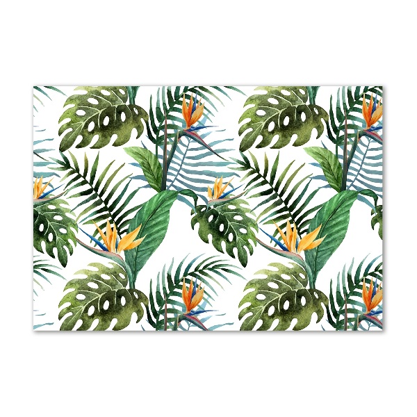 Schilderij glas Tropische bloemen