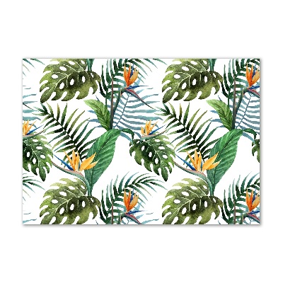 Schilderij glas Tropische bloemen