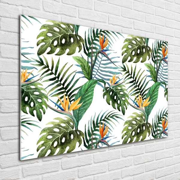 Schilderij glas Tropische bloemen