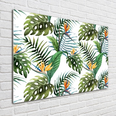 Schilderij glas Tropische bloemen