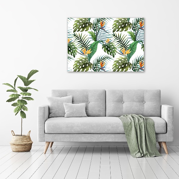 Schilderij glas Tropische bloemen