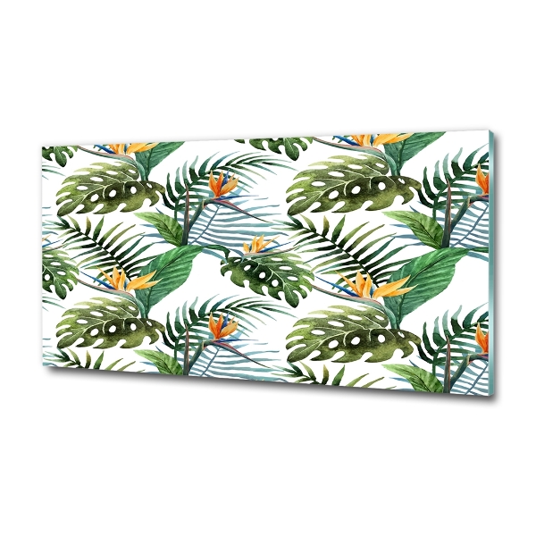 Schilderij glas Tropische bloemen