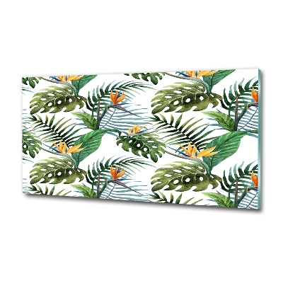 Schilderij glas Tropische bloemen