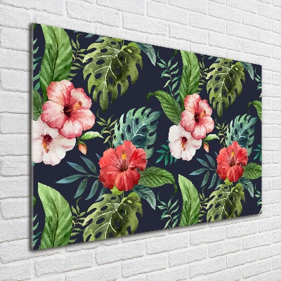 Glazen schilderij Tropische bloemen