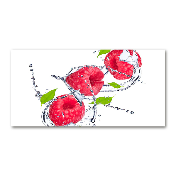 Glazen schilderij Framboos en water