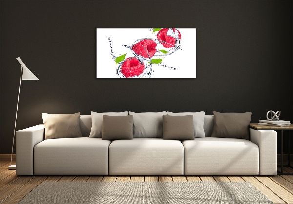 Glazen schilderij Framboos en water