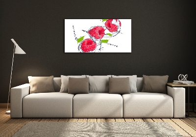 Glazen schilderij Framboos en water