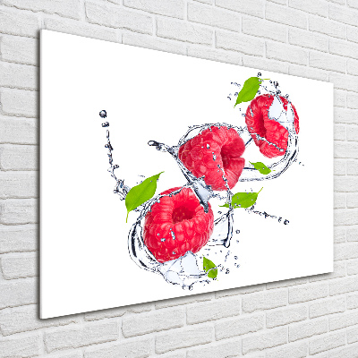 Glazen schilderij Framboos en water