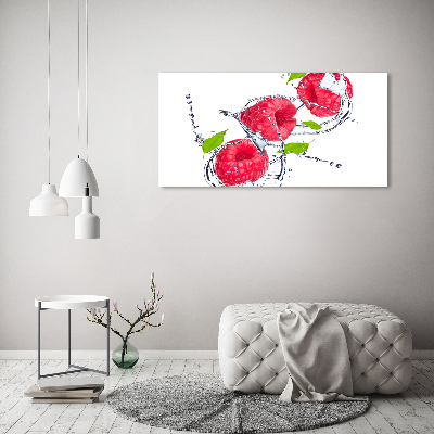 Glazen schilderij Framboos en water