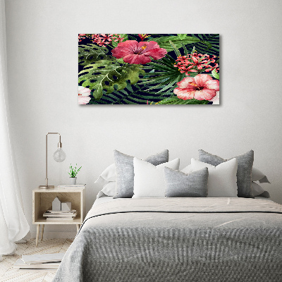 Glazen schilderij Tropische bloemen