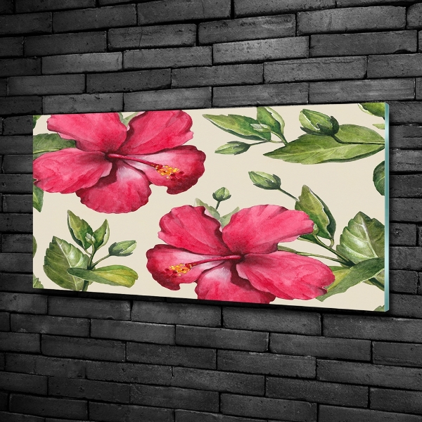 Schilderij op glas Roze hibiscus