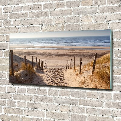 Schilderij glas duinen aan zee