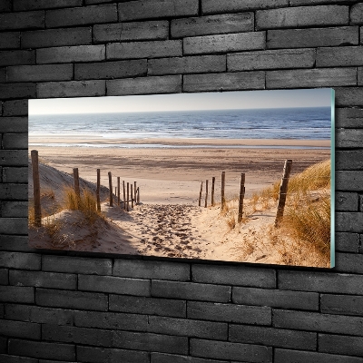Schilderij glas duinen aan zee