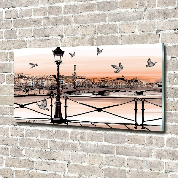 Schilderij glas Schemering in Parijs