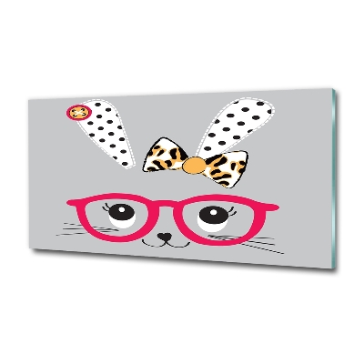 Glazen schilderij Konijn met bril