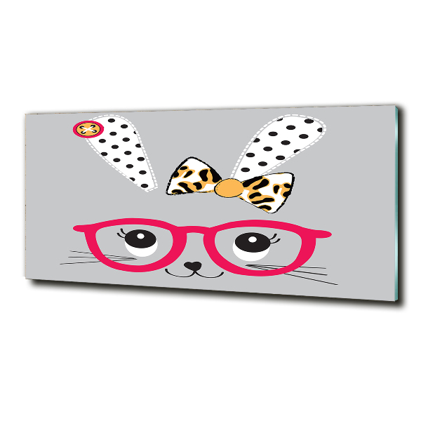 Glazen schilderij Konijn met bril